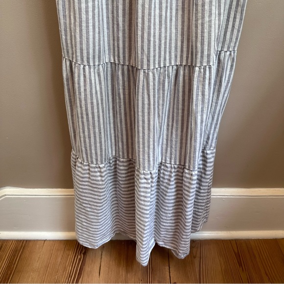 Madewell gray white linen blend tiered maxi dress SIZE S - Picture 7 of 10